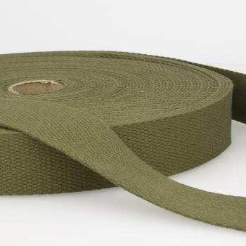 Gurtband Baumwolle Uni Khaki 30mm 